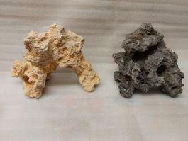 Aquarium decoration beige perforated artificial rock, 29 cm
