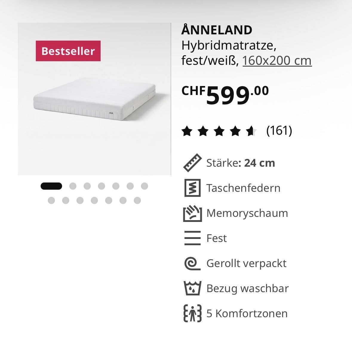Matelas: Anneland Matratze 160x200 – Neuf avec emballage d'origine à Birmenstorf AG par Darky777