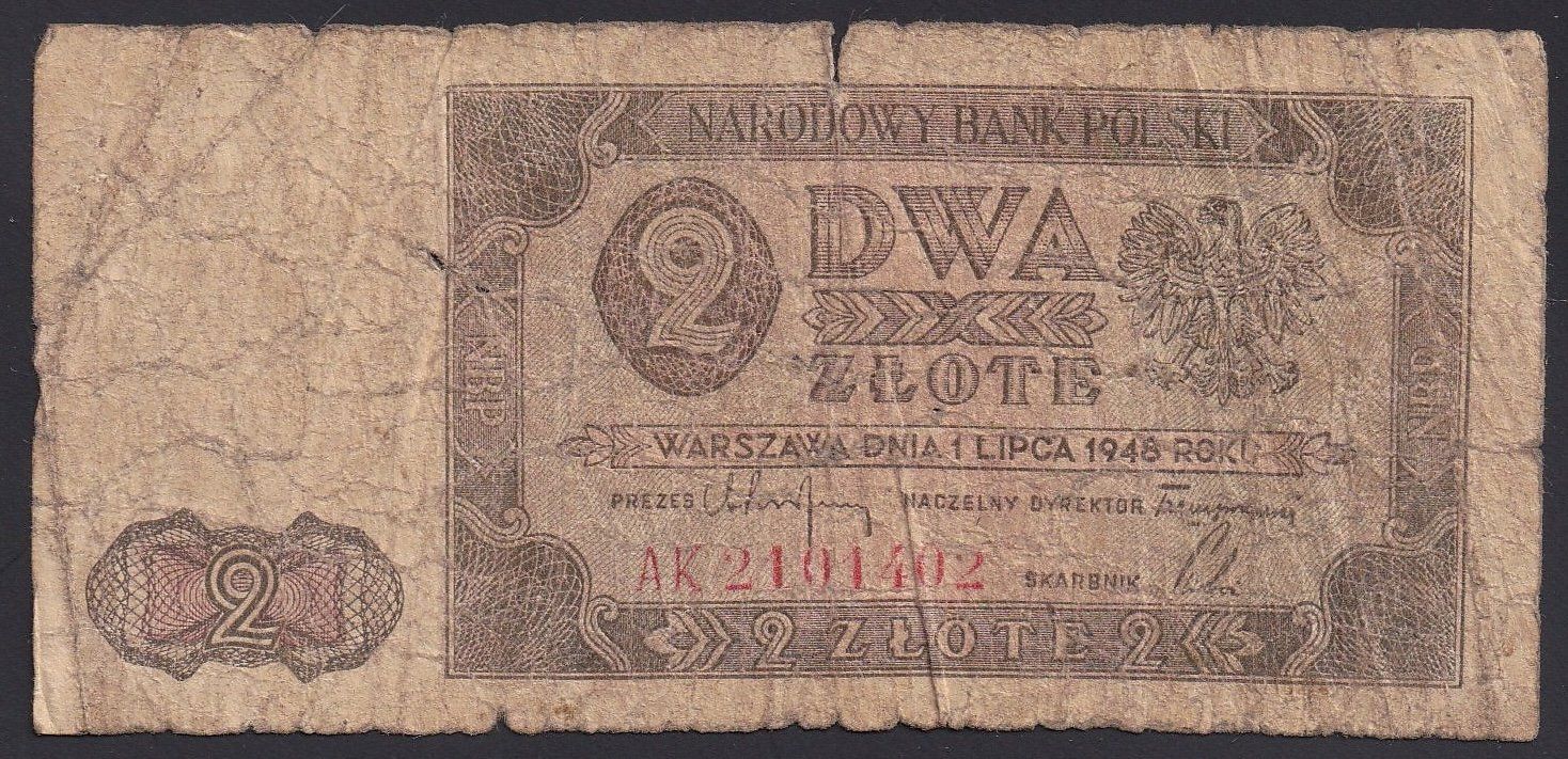 Banconote: Polen 2 Zlote 1948 – Usato da Brugg AG venduto da banknoten_muesli