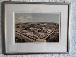 Inselspital Bern 1884 Druck gerahmt gebraucht