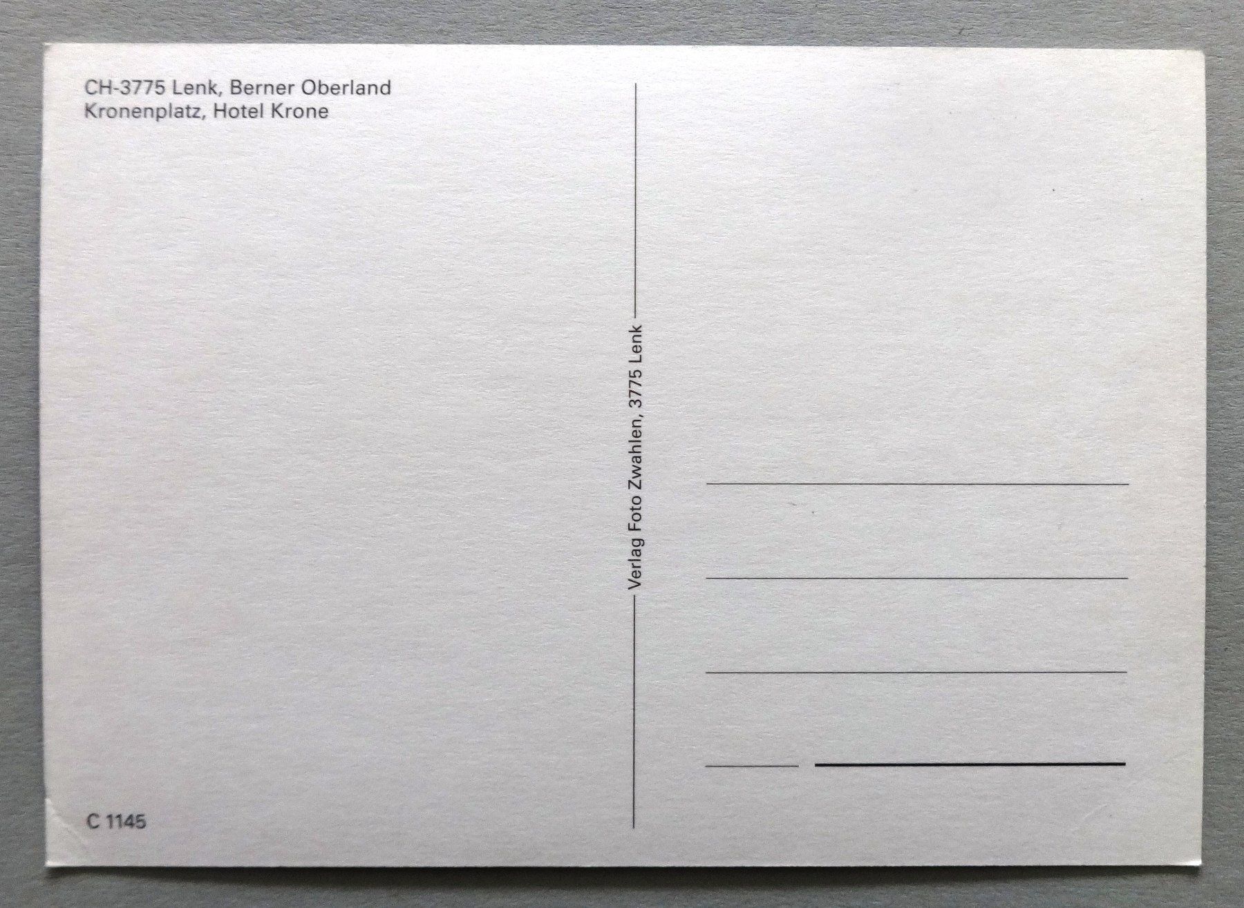 Cartes postales: Lenk, B.O., Kronenplatz, Hotel Krone – Défectueux à Fétigny par Billy2miny 1