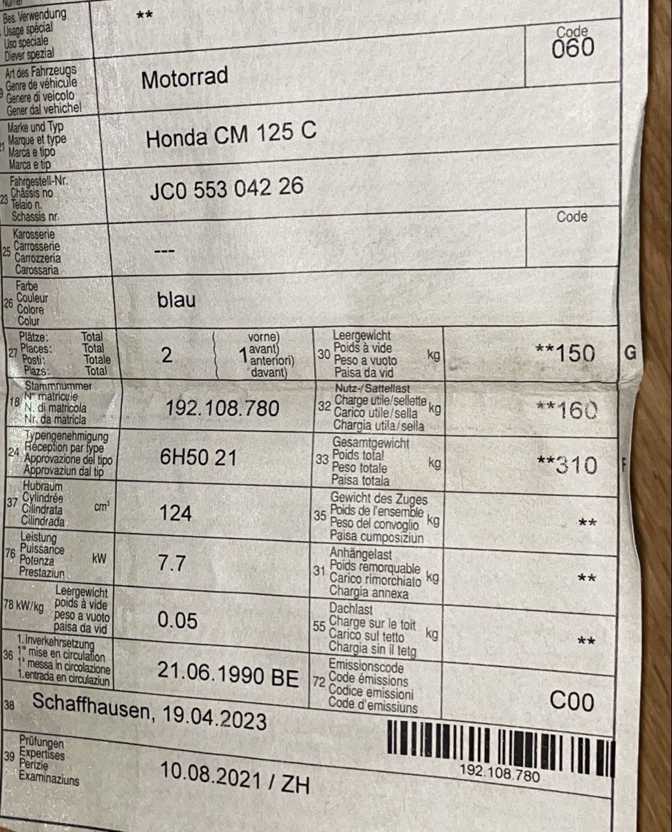 Honda Chopper: Honda Cm 125ccm  – Defekt aus Bargen SH von dom_fdg6 5