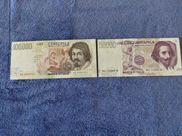 2 Banknoten Italien  92/94  ungefalten