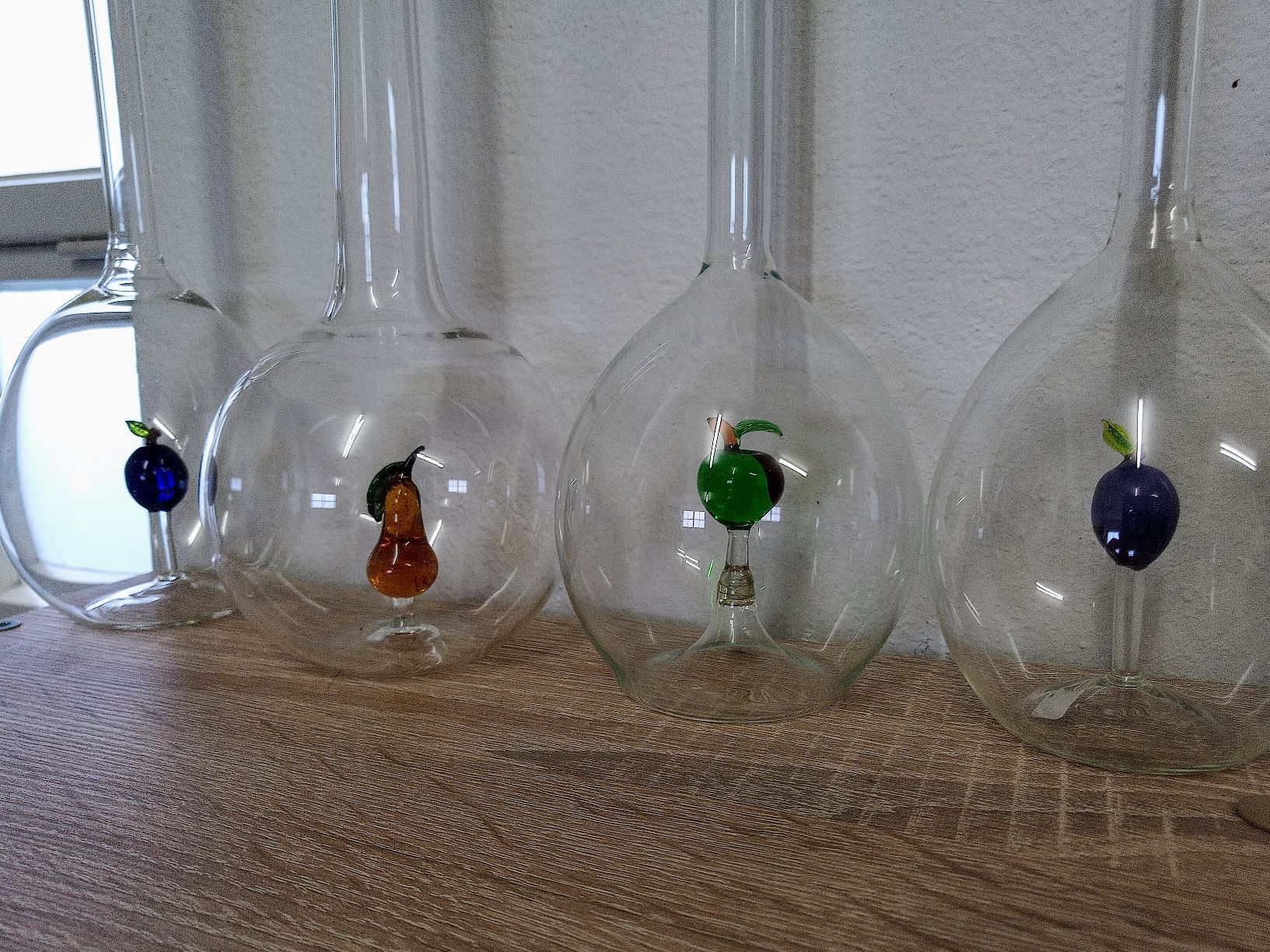 Altro: 4 Glasflaschen mit Früchte - Deko Flaschen - Schnapsflasche  – Usato da Reiden venduto da Zofi-Brocki 1