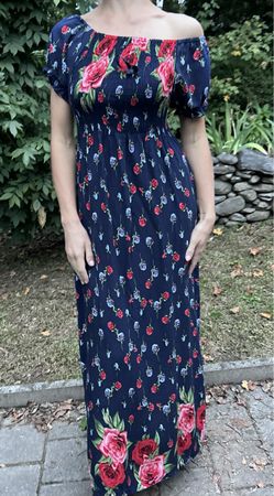 Glamour Abito lungo a fiori di viscosa tg S/M-perfetto!