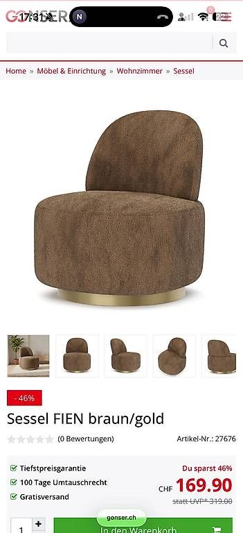 Sessel: Sessel braun mit gold – Neu und originalverpackt aus Gockhausen von aniizor 2