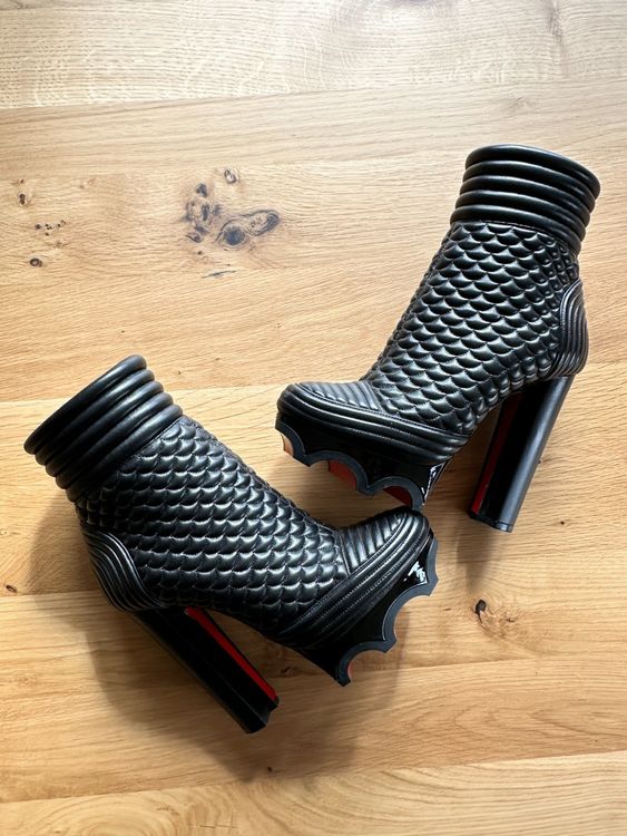 Christian Louboutin schwarze Crimpon 140 Lederstiefel Gr. 38 2