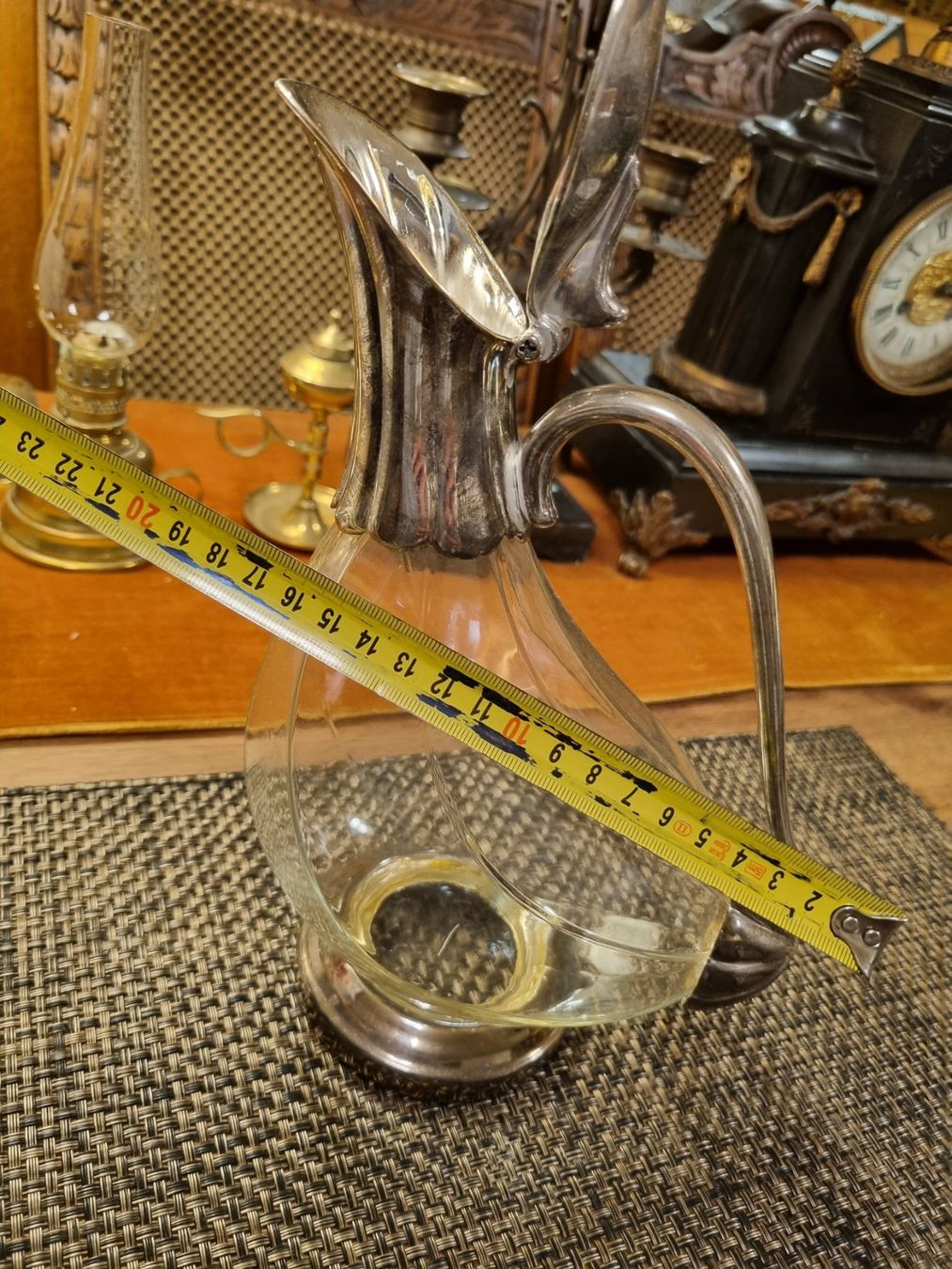 Caraffe: Vintage Glas Karaffe mit Metallmontur versilbert – Usato da Scharnachtal venduto da devin03 3