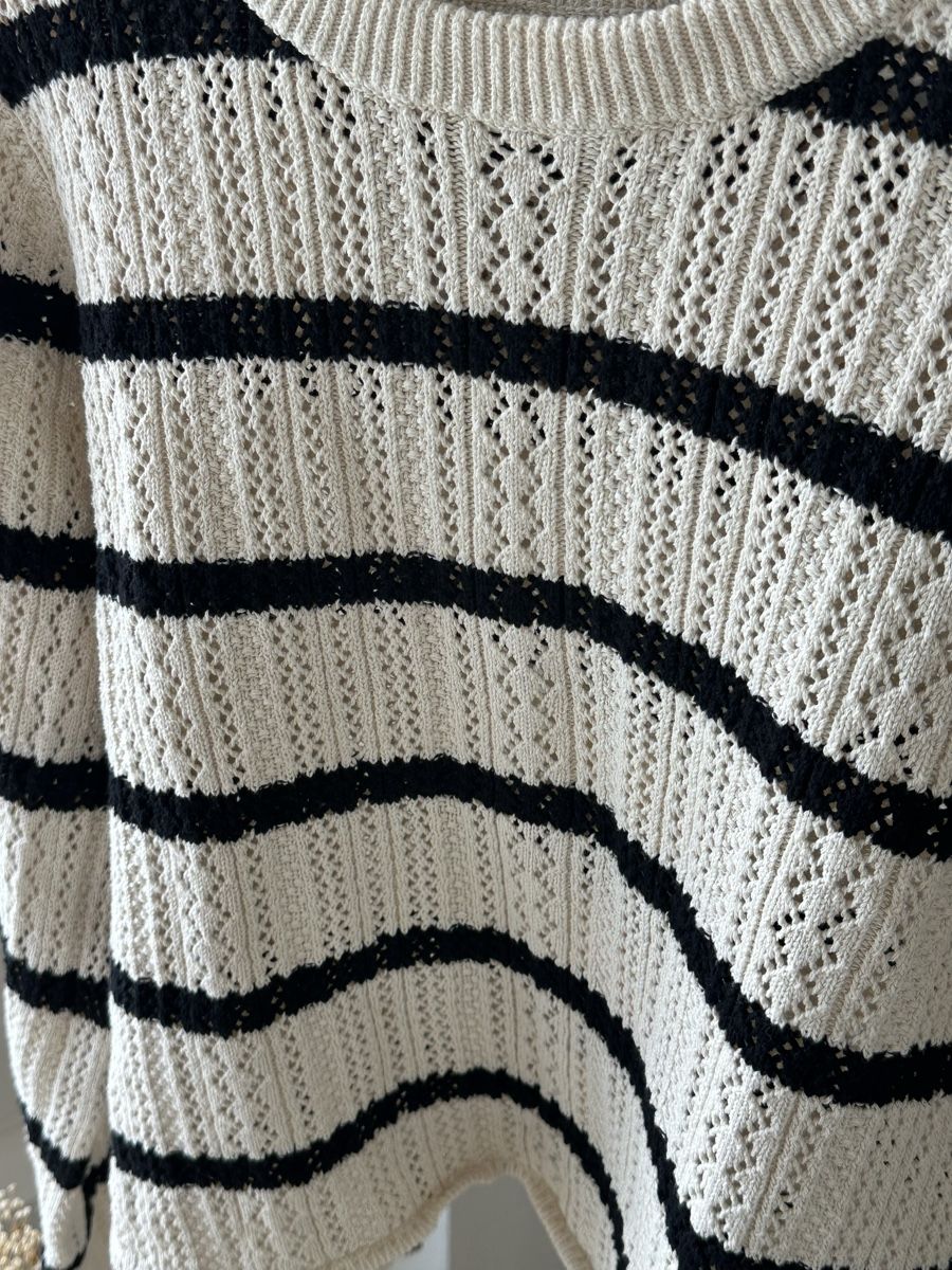 Pieces Maglioni & Felpe: Pieces Strickpullover, Gr. L, weiss/schwarz – Nuovo (secondo la descrizione) da Lenzburg venduto da selabella 2