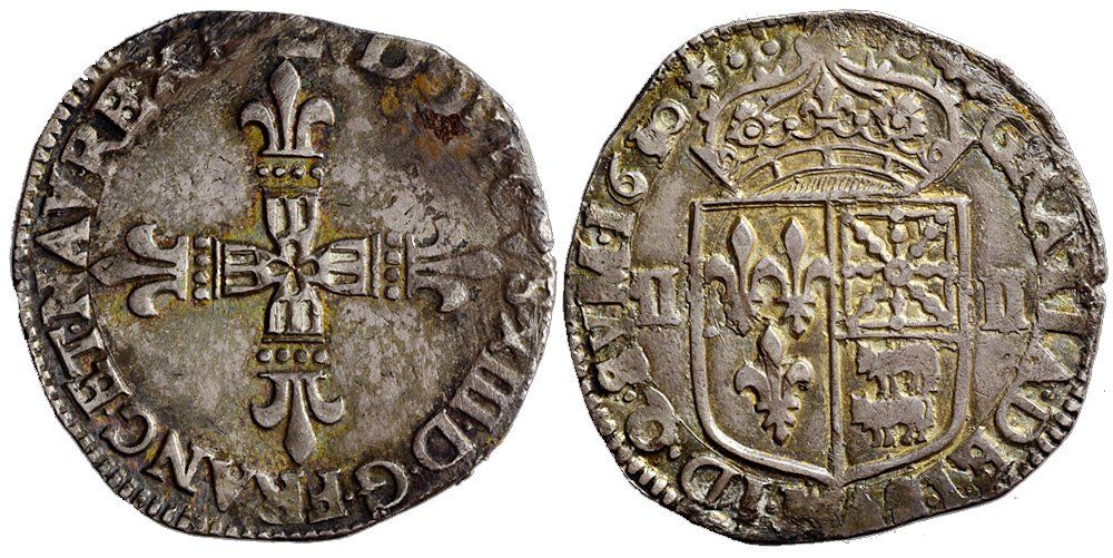 Tutti le monete: Frankreich, 1/4 Ecu de Béarn 1610 – Usato da Chiasso venduto da Novamarketing