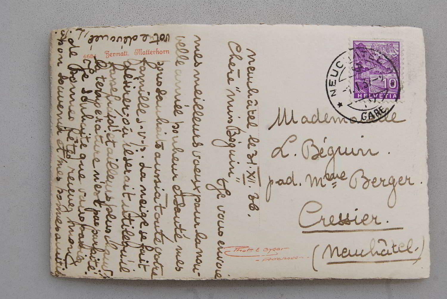 Cartoline postali: AK Zermatt, Matterhorn 1936 – Usato da Rüfenacht BE venduto da Toro06 1