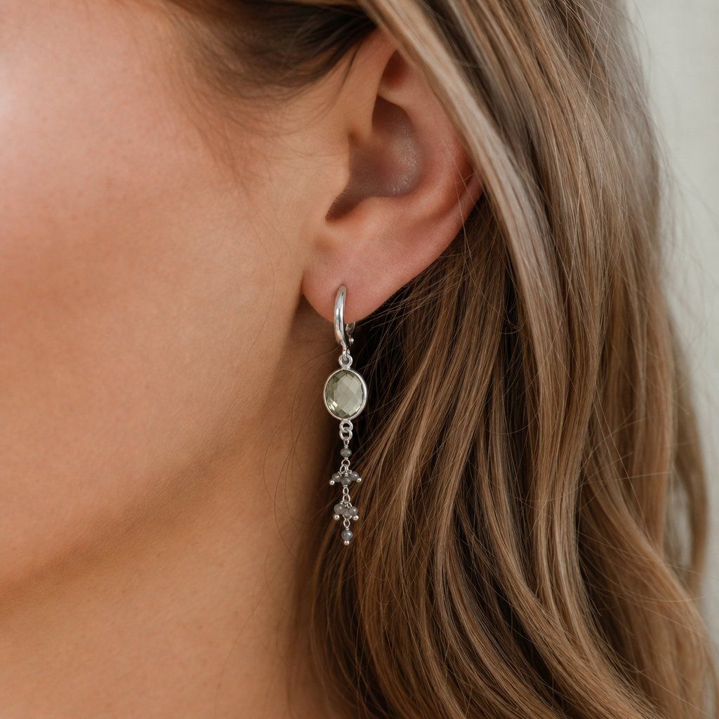 Olga Ribler Orecchini pendenti & Orecchini a lobo: Creolen  mit Prasiolithe - Sterling Silber 925 – Nuovo (secondo la descrizione) da Luzern venduto da Schmuckoutlet 2