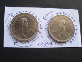 5  Fr  1989  vertiefter randschrift  2 stk