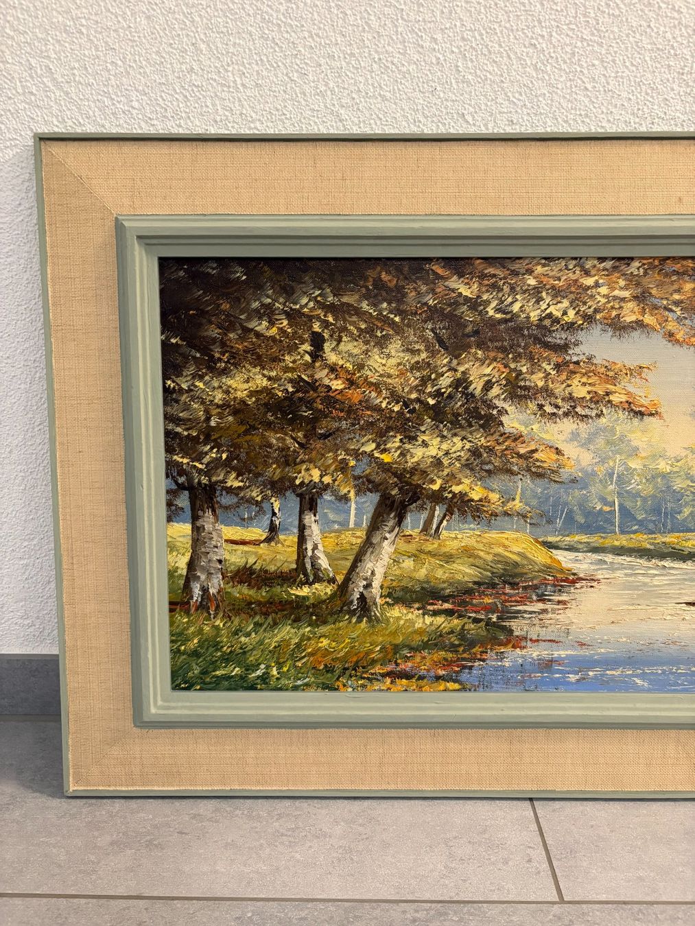 Dipinti: 86.5 cm breitx 52 cm/  Vögeli Öl Gemälde Wald Teich – Usato da Ottenbach venduto da TimelessEmotions. 4