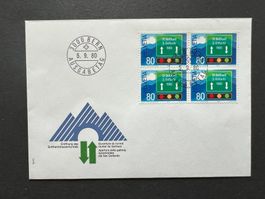 FDC Eröffnung Gotthard 1980 Viererblock  (M32)
