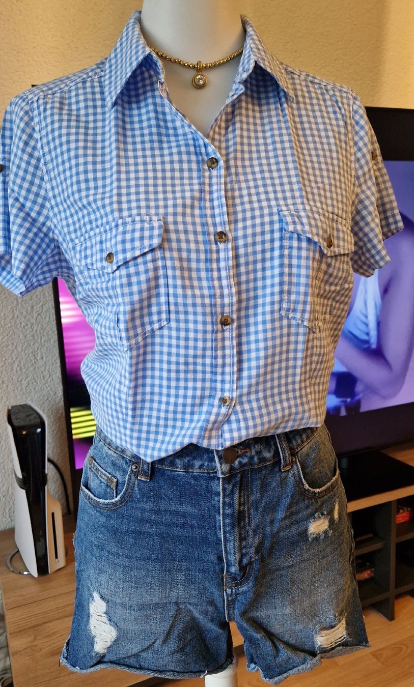 H&M Camicette: Blue Gingham H&M Shirt, Size 42, Summer Look, – Usato da Klingnau venduto da fairy.princess 6