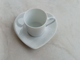 Limoges Espresso Tasse mit Herz Unterteller, Porzellan