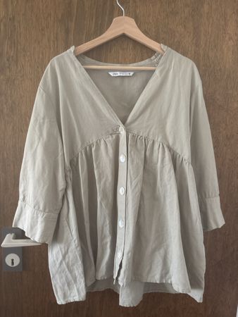 Chemise Zara femme coton lin taille S beige bon état