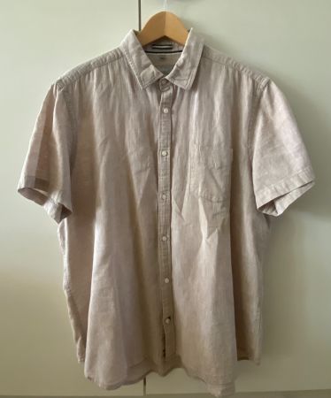 MADDISON Chemise beige manches courtes lin/coton XL (43/44)