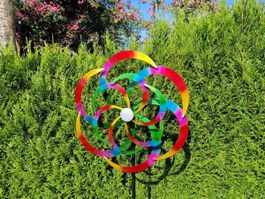 Windrad doppelt bunt Metall 183 x 60cm