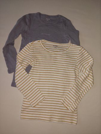 2 süsse Langarmshirts Gr. 110/116 Kiabi