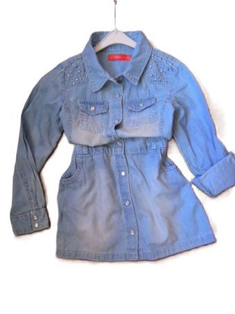 Gr. 104 110 weiches Jeanskleid Achsel 31cm L54cm