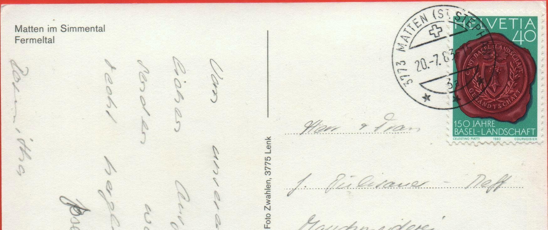 Cartoline postali: MATTEN im Simmental – Usato da Jona venduto da philajona 1