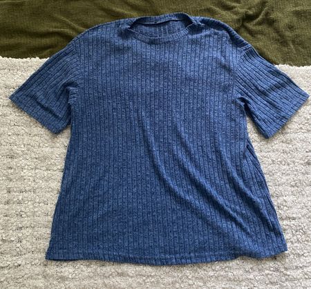 Blaues geripptes Set Shorts & Shirt Gr. L/XL