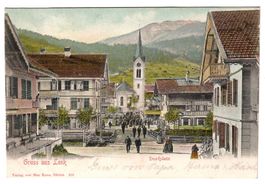 Postkarte Gruss aus der Lenk mit Dorfplatz von 1902