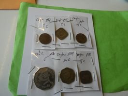 Ceylon Sri Lanka, ab 1937, 6 alte Münzen
