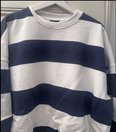 Pull&Bear Sweatshirt gestreift Blau Weiß Gr. L Neu.