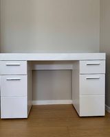 Bureau blanc avec rangements | 4 tiroirs + 2 placards