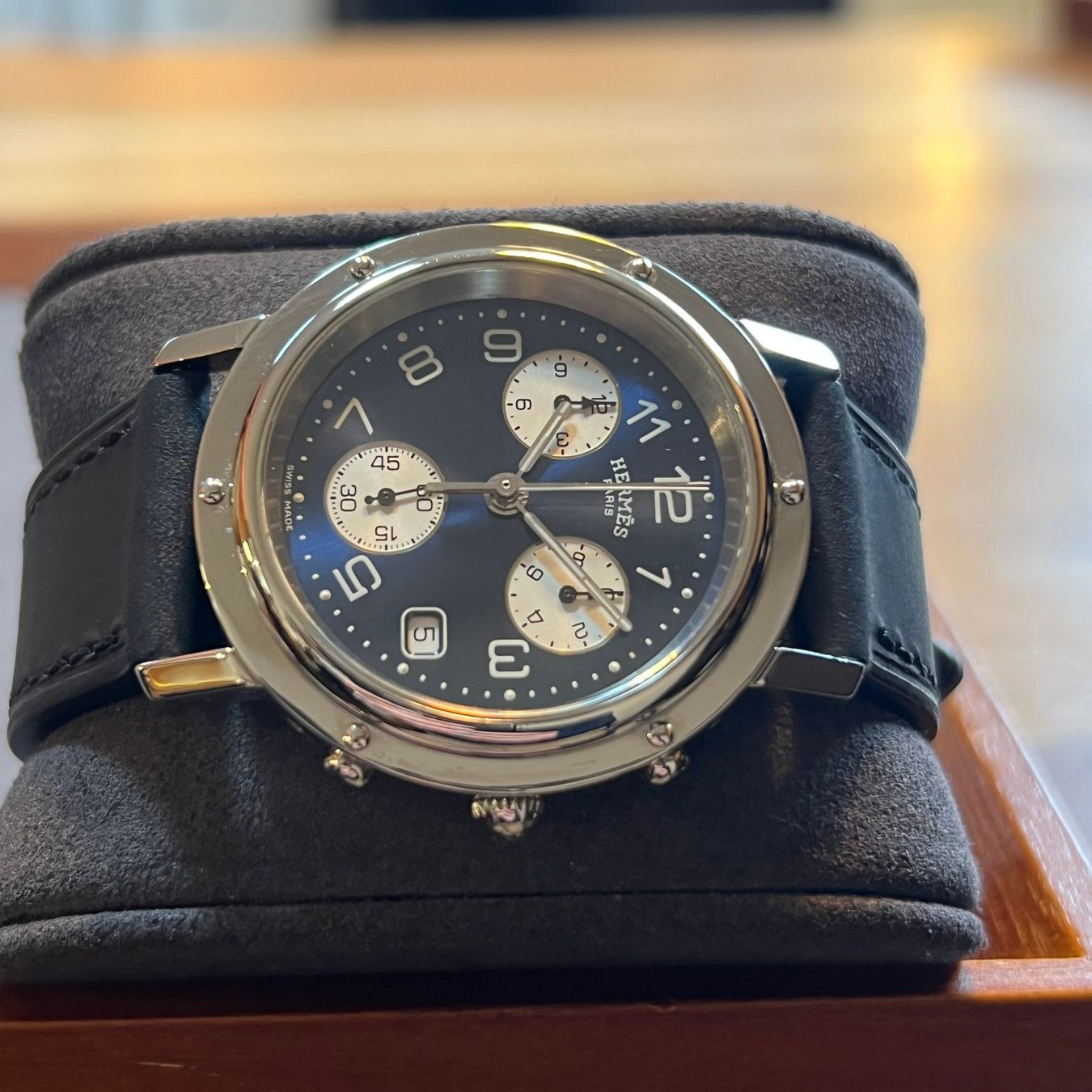 Hermès Orologi: Hermès Clipper Quartz Chronograph CL1.910 – Usato da Carouge GE venduto da Watchaser 6