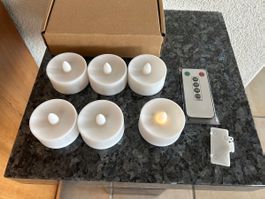 6 neue LED Teelichter mit Timer+Fernbedienung AAA-Batterie