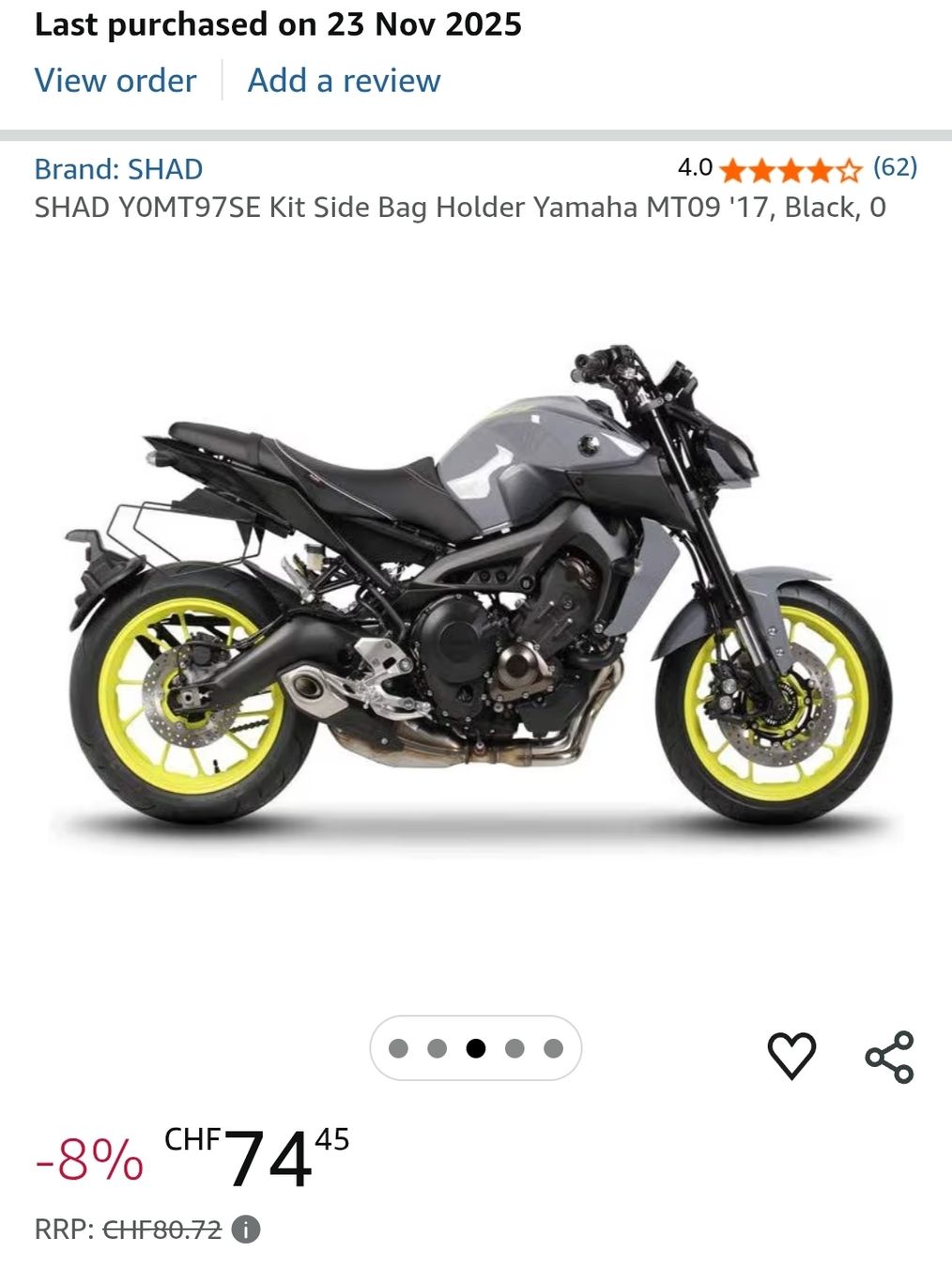 Yamaha Topcase: SHAD Seitentaschenhalter Yamaha MT09 – Nuovo (secondo la descrizione) da Lufingen venduto da Hugoduarte 2