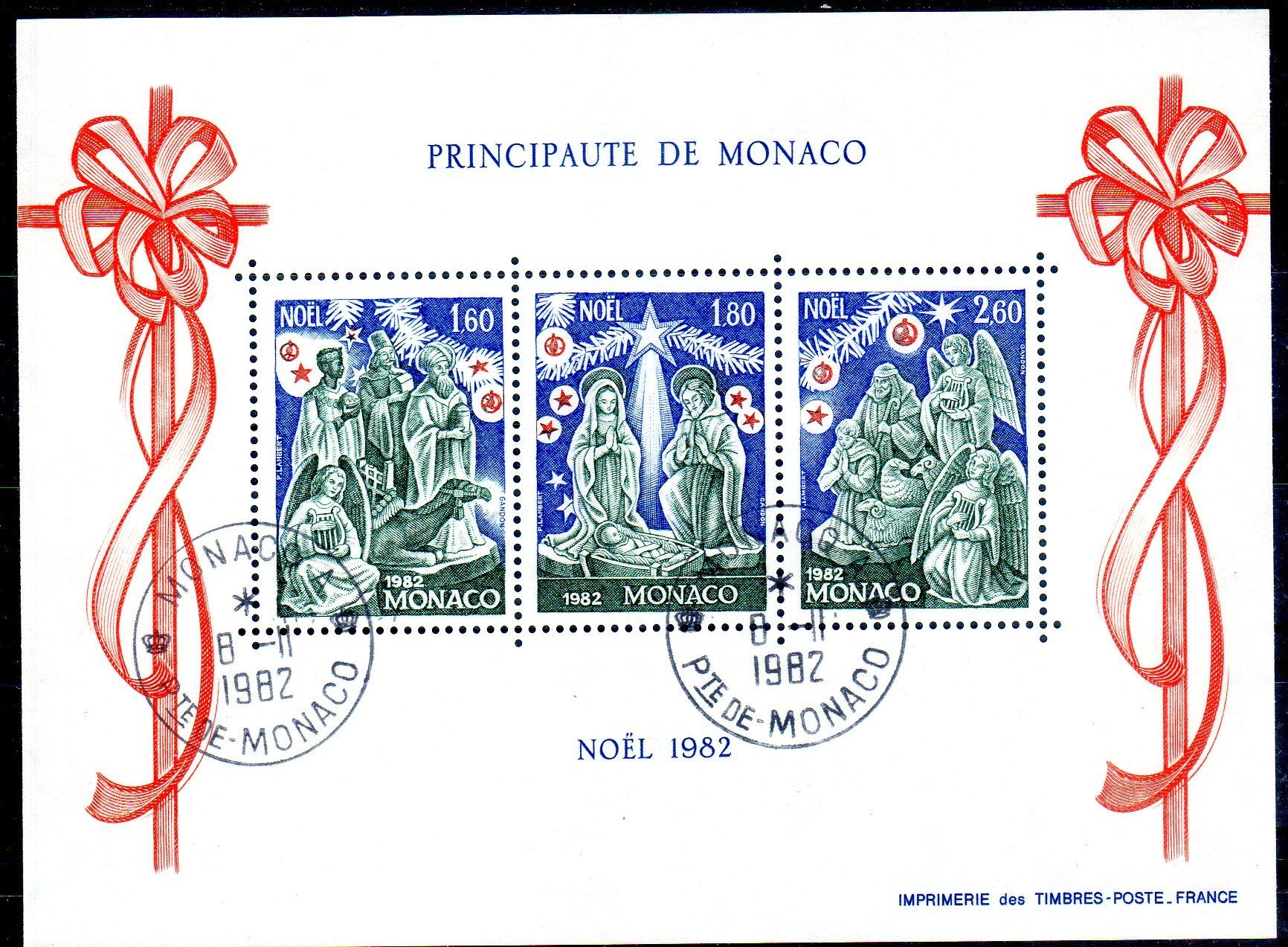 Tutti i francobolli: MONACO WEIHNACHTSMARKEN 1982 BLOCK GESTEMPELT - MO36 – Usato da Losone venduto da EM2019