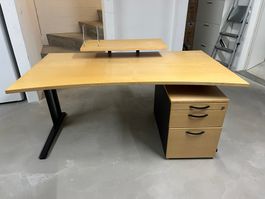 Schreibtisch mit Buchenoptik 160cm und Korpus