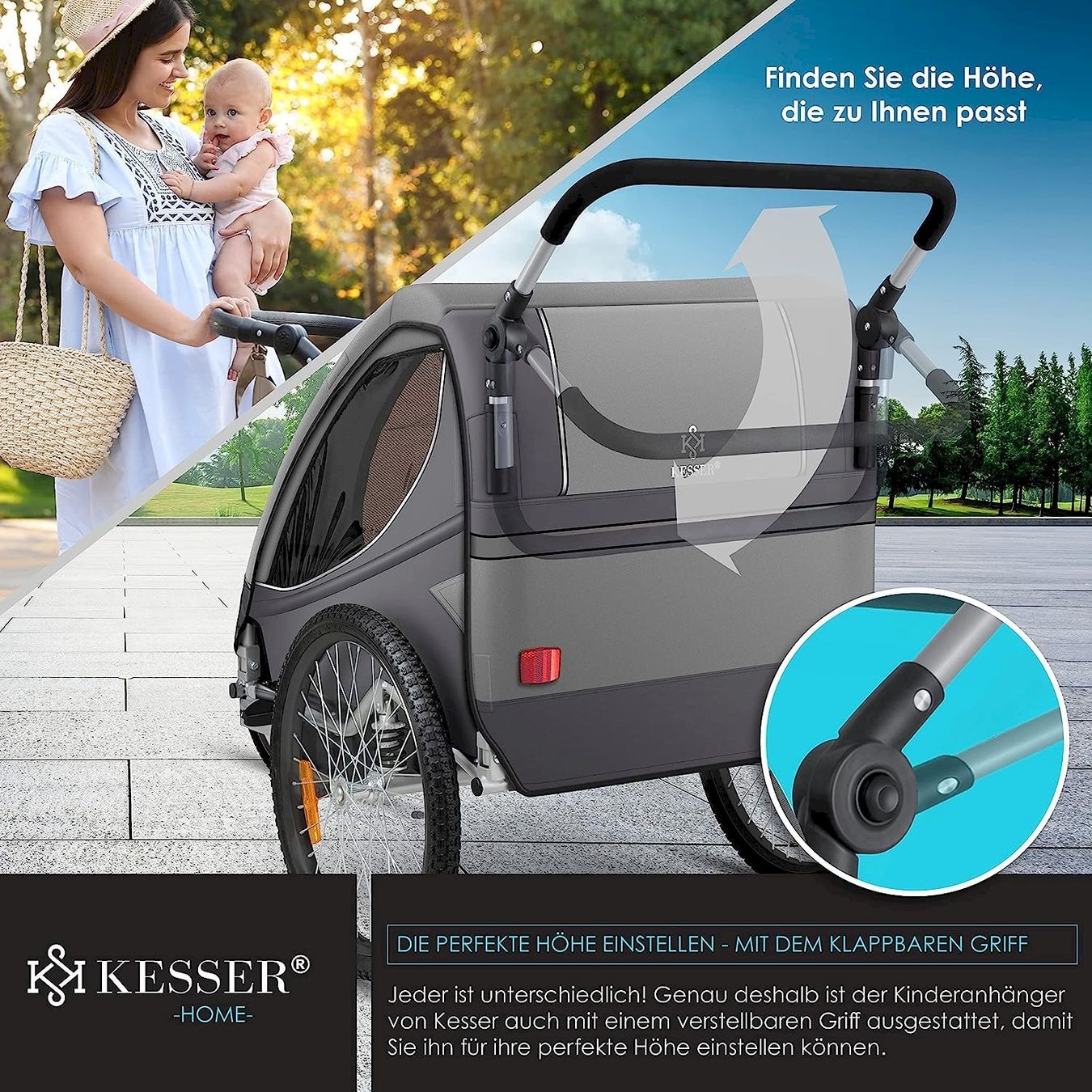 Rimorchi: Kesser Kinderanhänger 2in1 grau – Nuovo e nell'imballaggio originale da Bottighofen venduto da zaap 7