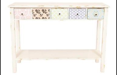 Console: Weisses Sideboard Shabby Chic Look mit 5 Schubladen – Nuovo e nell'imballaggio originale da Berikon venduto da nimmo 2