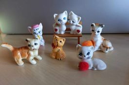 7 Porzellan Katzen Figuren Vintage Deko