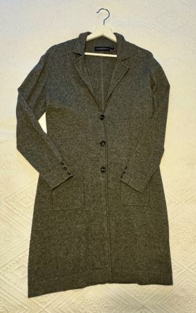 Lange graue Wolljacke, Grösse 38