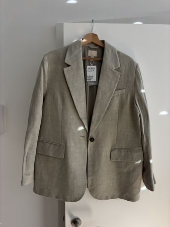 Blazer Leinen-Seide Gemisch hellgrün von H&M Gr. 38