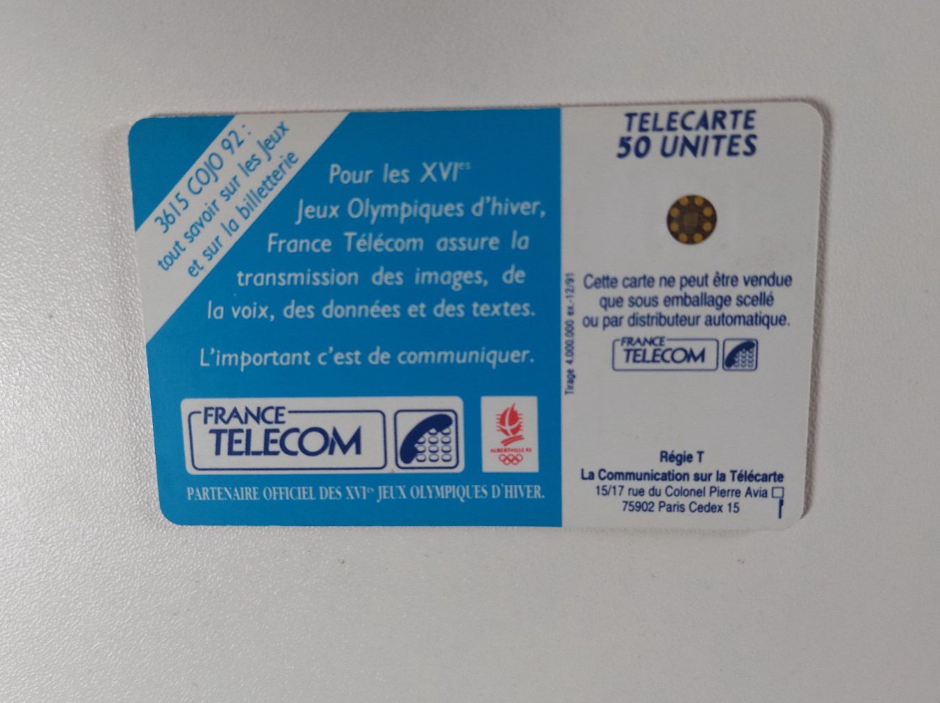 Telefon- & Taxkarten: TELECARTE 50, Winter Olympiade – Gebraucht aus Erlinsbach von pfunky 1