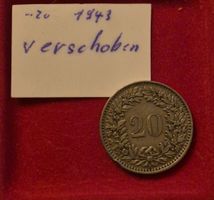 Abart 20 Rappen Schweiz 1943 20°-30°