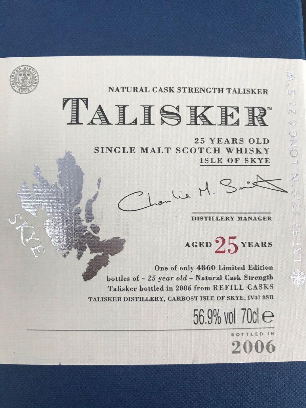 Talisker Spirituosen: TALISKER 25 Years 2006 56,9% vol. – Neu und originalverpackt aus Utzigen von Lavendel1975 1