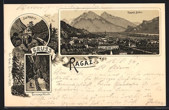 Ansichtskarten: Litho Ragaz, Taminaschlucht, Bad Pfäffe – Gebraucht aus Berlin von bartko-reher
