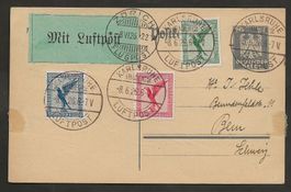 Flugpost Schweiz 1926  Karlsruhe Basel Zürich Luftpost