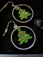 Boucles d’oreilles festives, neuves, sapin de Noël