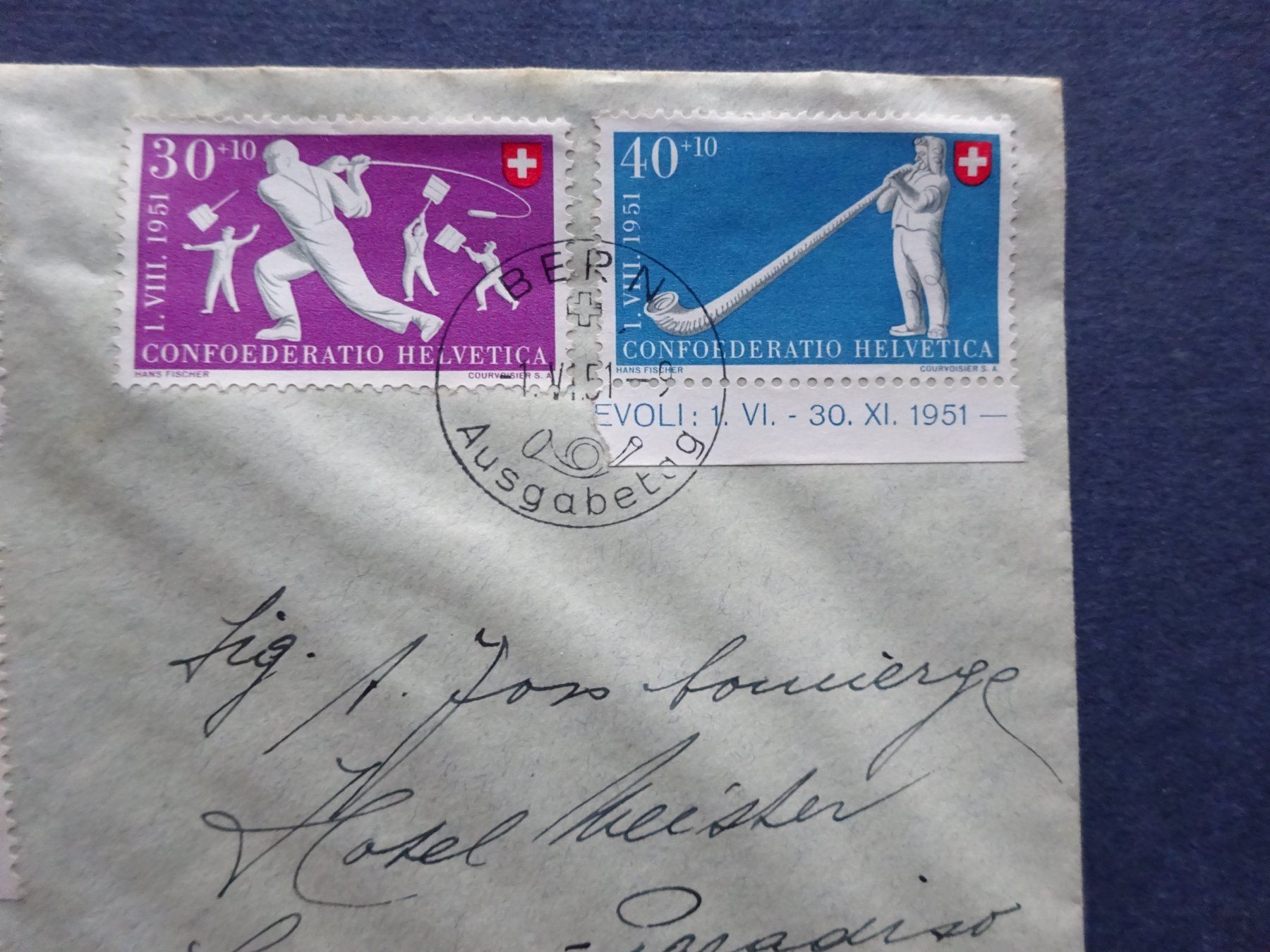 Tutti i francobolli: 1951 Pro Patria FDC 3 x ET-Voll BERN – Usato da Appenzell-Steinegg venduto da adi1975 3