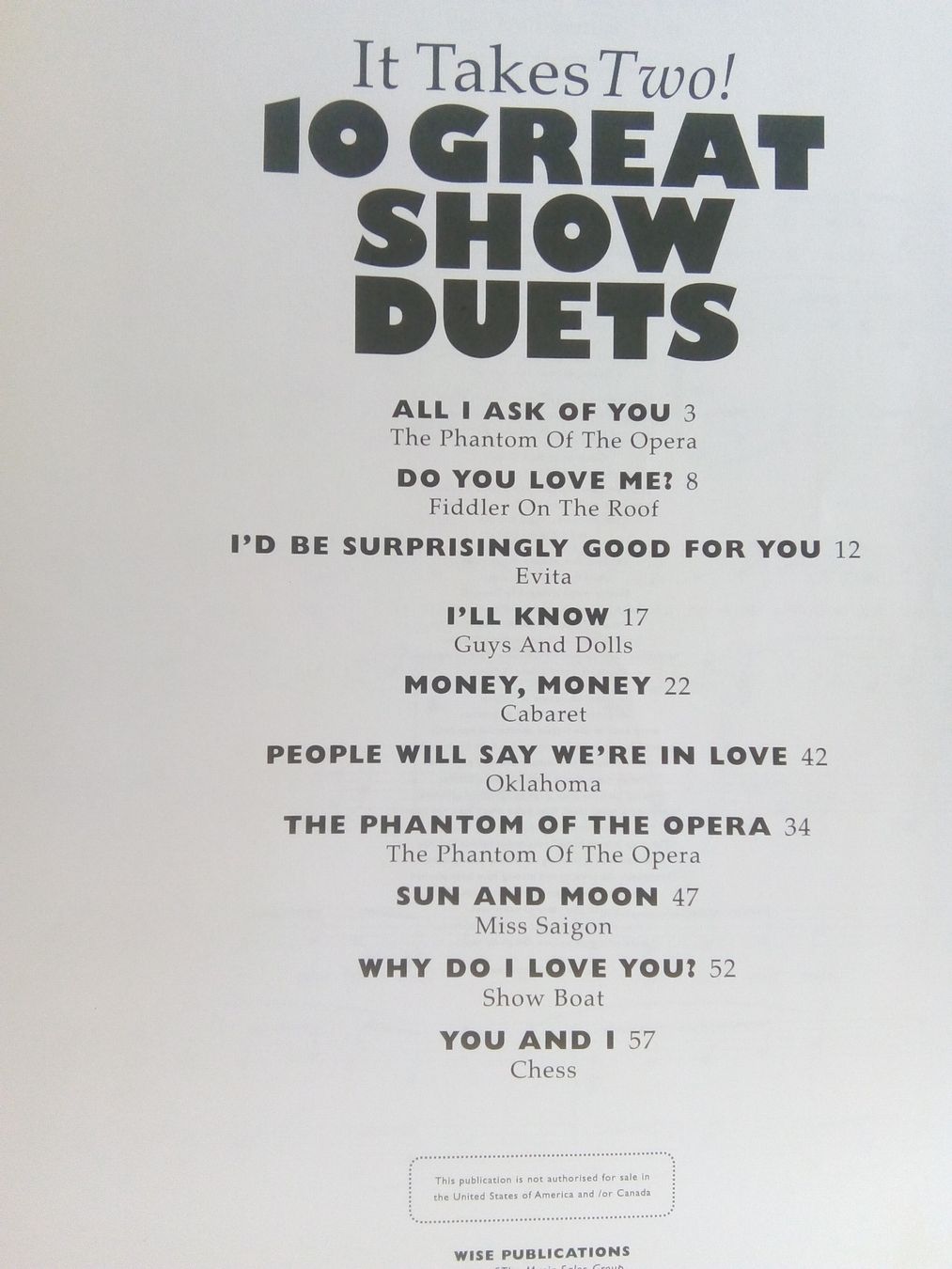 Libri: It Takes Two - 10 Great Show Duets  include 2 CDs   ©'2007 – Usato da St. Gallen venduto da elk2020 1